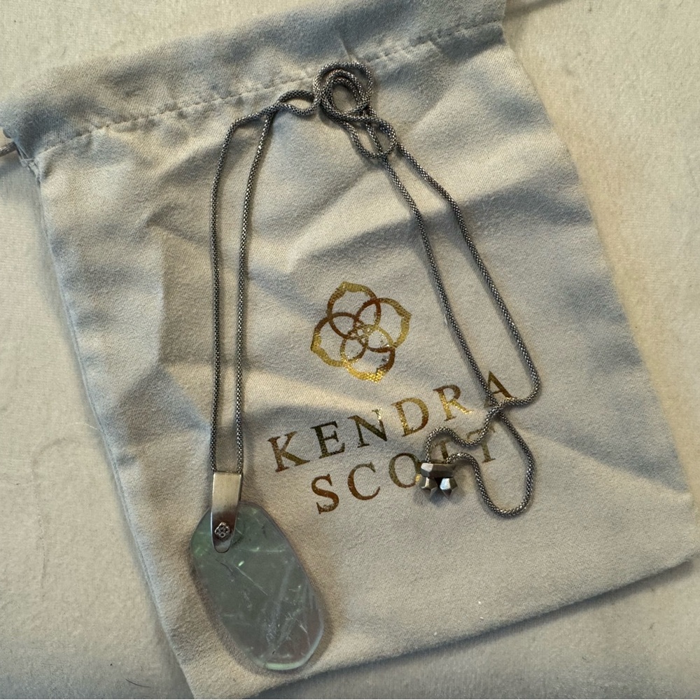 Kendra Scott necklace with crackled iridescent stone